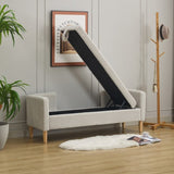 65.35"Wide Corduroy Storage Soft Bench with Armrests, Backrest and Two bolster Pillows for Living W3118P254211
