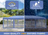 10x20 ft Blue Pop Up Canopy Tent, Instant Folding Shelter with 6 Mesh Panels, 2 02852761