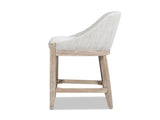 Newport 26.5" Coastal Curved Back Upholstered Counter Stool, Two-Tone Neutral Gray Polyester Wool B2719P238399