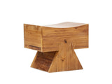 Nico Reclaimed Wood Sculptural Stool Ottoman, Honey Aged Brown Reclaimed Pine Wood B2719P485504