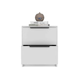 Kaia Nightstand , End Table, Side Table Two Drawers, Metal Handle -White B20091876