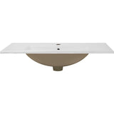 30-Inch White Ceramic Bathroom Sink, Fits 30-Inch Vanity,Pre-Drilled Faucet Hole,Modern Minimalist W3151P360951