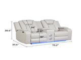 BENZ LED & Power Reclining Loveseat Made With Faux Leather in Ice 659436352759