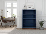 Nora Modular 60 inch High Bookshelf, No Assembly Required, Blue Denim and Whiskey Finish B108P345203