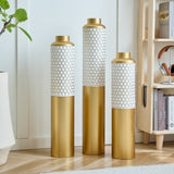 Floor metal vase modern style decoration droplet shaped white metal vase 3-piece set gorgeous W2796P290484