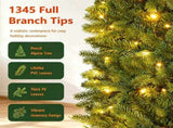 9 FT Pencil Artificial Christmas Tree Pre-Lit 550 LED Lights, 9 Lighting Modes 2 Colors, PE PVC 48121167