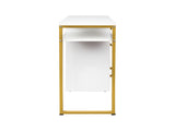 White particleboard and iron pipe, 97*35*78cm, 2 drawers and 1 door, computer desk, suitable for 09186500