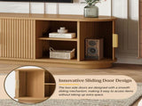 Farmhouse Wooden TV Stand with Sliding Tambour Door for TVs up to 75", Fluted Media N721P351937D