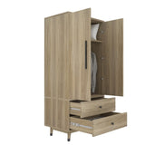 Density board pasted with triamine 9398-1 oak color black copper feet 2 doors 2 drawers with clothes 83228701