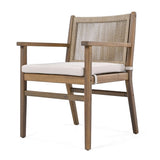 Outdoor Dining Chairs Set of 2, Acacia Wood Patio Armchair with Rope Design Back and Water Repellent N779P224995B