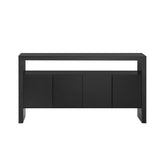 U_Style 60" 4-Door Sideboard, Modern Minimalist Solid Veneer Sideboard with Open Shelf, Natural N711P289132B