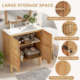 30" Antique Bathroom Vanity with Ceramic Sink, Mid-Century Modern Bathroom Vanity Cabinet with 2 N817P245326N