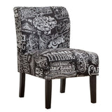 Capa Chalkboard Shadow Print Fabric Armless Contemporary Accent Chair T2574P164261