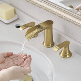 Bathroom Faucets for Sink 3 Hole Nickel Gold 8 inch Widespread Bathroom Sink Faucet with Pop Up W1932P182995