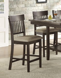 Dark Brown Finish Counter Height Chairs 2pc Set Vertical Slat-Back Design Lenin-like Fabric Padded B01151375