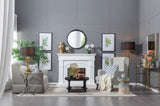 30"x30" Round Hand Carved Rose Antique Mirror Frame, Mirror for Live space, Bathroom, Entryway W2078126751