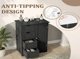Black MDF with melamine veneer, 56*30*80cm, 4 drawers, 1 door, bathroom vanity 56634928