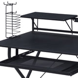 Black Computer Desk with Keyboard Tray B062P184548
