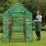 Large Walk-in Greenhouse with PE Cover & Side Windows, 12-Shelf Indoor Outdoor Portable Greenhouse 56817319