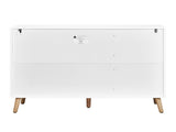 3-door standing cabinet with tall oval rattan top, made of particleboard and plastic rattan, 87304240