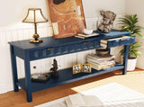 U_Style 60'' Fir Veneer Entryway Table Honeycomb-patterned Fronts,Modern Stylish Console Table N711P230811V