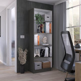 Home 4 Shelves Bookcase with Multi-Tiered Storage -Matt Gray / White -Office B200137835