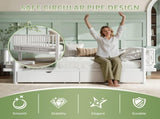 Queen Size Platform Bed with Storage Drawers, Metal Daybed Frame with Upgraded Safety Round-Pipe W5305P471354