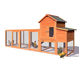 ZNTS 122＂Large Wooden Chicken Coop,Outdoor Hen House with Nest Box ,Wire Fence Poultry Cage W773109910