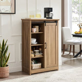 5 Drawers Dresser w/Sliding Barn Door, Farmhouse Modern Tall Dresser 5 Chest of Drawers, Storage W2275P206614