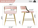 (SET of 2) 26'' Counter height bar stools Corduroy kitchen island counter bar stool with back,golden 80301626