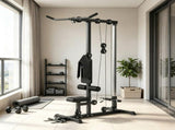 Black Lat Pull down Machine with Adjustable Seat And Flip-Up Footplate High/Low Pulley Home Gym 67804429