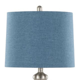 Ashland 27" Contemporary Metal Table Lamp in Brushed Nickel with Moroccan Blue Textured Slub Linen B202P224083
