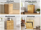 10-Gallon Woodgrain Tilt-Out Trash Can Cabinet with Wave-Textured Drawer & Pull-Out Bin 42935514