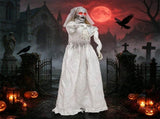Halloween Animatronic Ghost Bride Prop, 5.6FT Turning Head Beauty to Hag with Red Glowing Eyes Sound 89295662