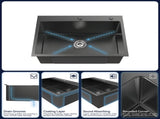 Stainless Steel Kitchen Sink, 27x19 Single Bowl, Overmount Handmade Sink in Black, with US 00233658