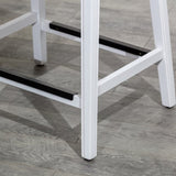 30" Bar Height Saddle Stool, White Finish, Gray Leather Seat B046109805