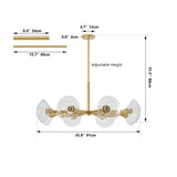 Modern Gold 8-Light Sputnik Chandelier with Clear Glass Shades, Mid-Century Hanging Pendant Light W1340P233173