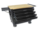 4 DRAWERS MULTIFUNCTIONAL TOOL CART WITH WHEELS AND WOODEN TOP-BLACK W1102111184