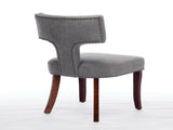 Mid Century Modern Dining Chairs Set of 2, Farmhouse Linen Fabric Upholstered Accent Chair Curved W1143P186367