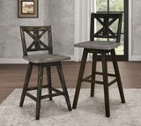 Counter Height Chairs Set of 2, Black X-Back 360-degree Swivel Chair Solid Rubberwood Kitchen Dining B011P194598
