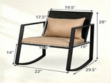 3-Piece Outdoor Wicker Rocking Chair Set, Patio Conversation Furniture with Tempered Glass Side 98968869