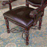 Majestic Traditional 2pcs Arm Chairs Brown Cherry Solid wood Faux Wood Carved Details Black B011108520