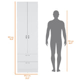 ZNTS Tall Mayer Wardrobe in Melamine with Two Doors and Two Drawers B128P203060