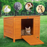 ZNTS Small Wood Rabbit Hutch Bunny Cage, Raised Cat House with Ladder for Small Animals W2181P195379