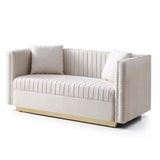 ZNTS Contemporary Vertical Channel Tufted Velvet Sofa Loveseat Modern Upholstered 2 Seater Couch for W1117P147302