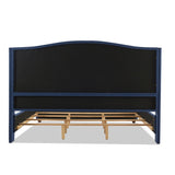 Marcella Upholstered Shelter Headboard Bed Set, King, Dark Sapphire Blue Woven B2719P238228