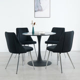 Modern simple velvet black dining chair home bedroom stool back dressing chair student desk chair W210115307