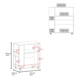FM FURNITURE Linden Kitchen Cart with Microwave Shelf. Open Storage. and Two-Door Cabinet. White B128P283298