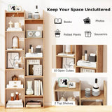 25.5" x 8" x 64" Wooden Bookcase with Anti-Tipping Kits - Natural 74681126