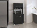 Santa Maria 1-Drawer 1-Shelf Area Pantry with Adjustable Metal Legs Black Wengue B06280023